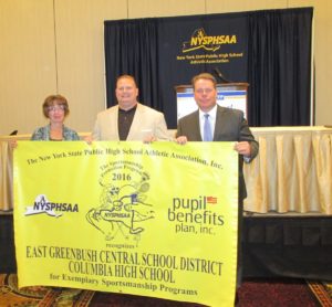 Joanne Taylor, BOE Member, Michael Leonard, Athletic Director and Jeffrey Simons, Superintendent