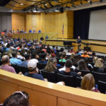 Athletic Director Michael Leonard speaks to student athletes and their families at Meet the Coaches Night.