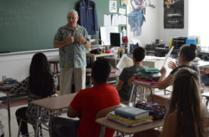 U.S. Air Force veteran Jim Wendt speaks gives a presentation to 8th grade Social Studies students.