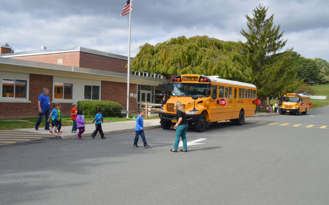 Kindergartners Practice School Bus Safety