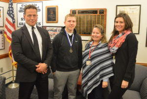 Student recognized with leadership award by Principal Sawchuk
