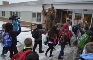 Students enter school on Star Wars Day