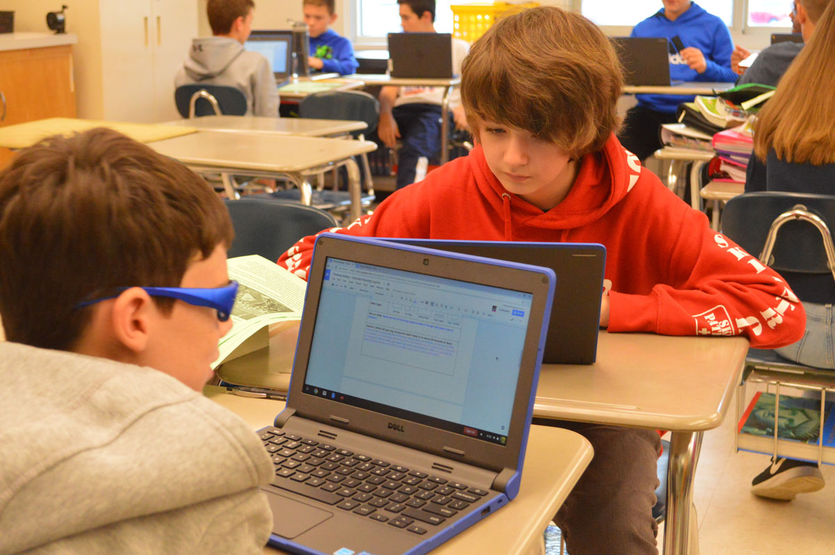 Goff students using chromebooks in class