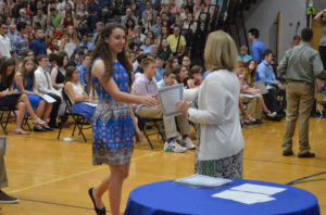 Student receives graduation certificate