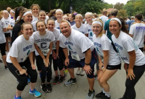 Mr. Leonard with Columbia students at the Teal Ribbon Run