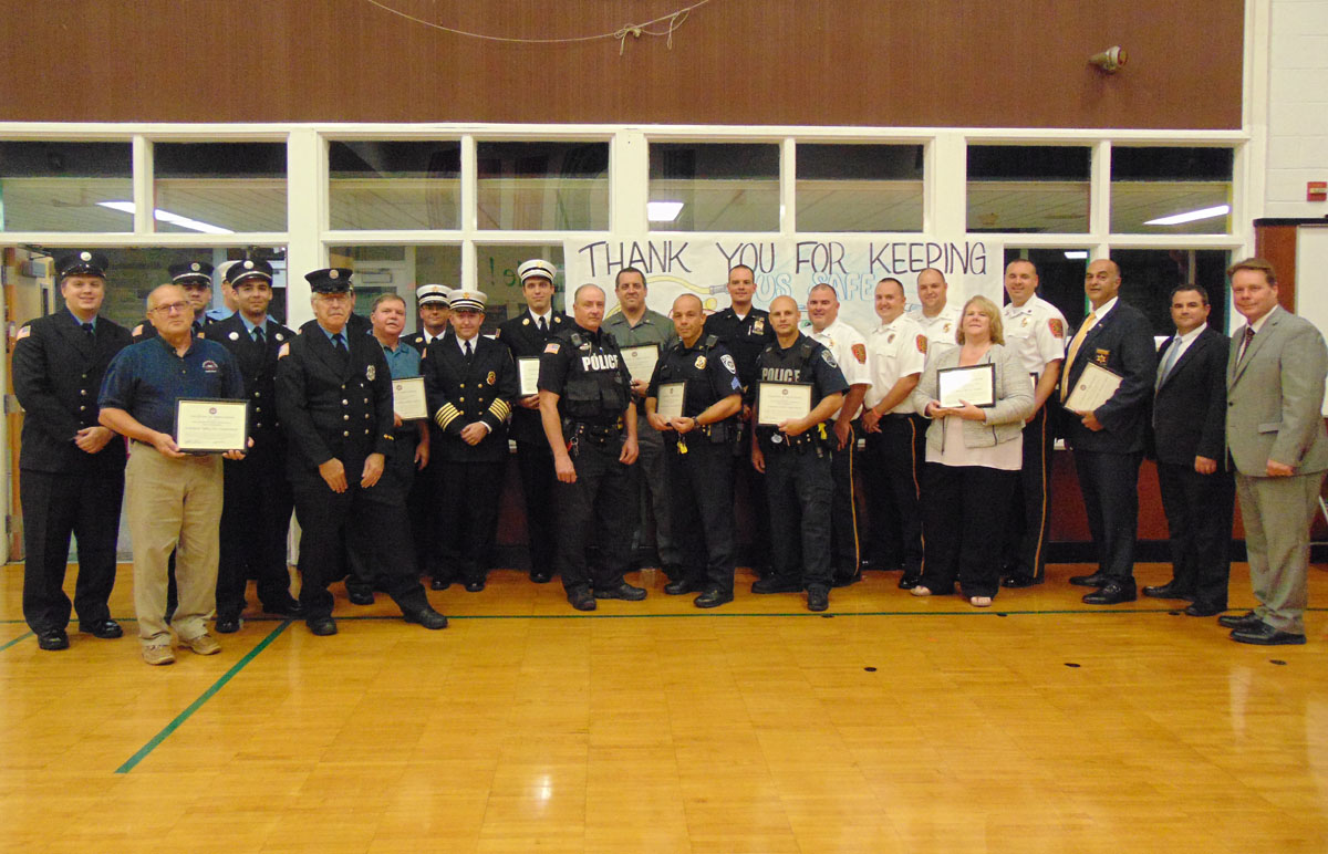 Emergency responders recognized at a Board of Education meeting