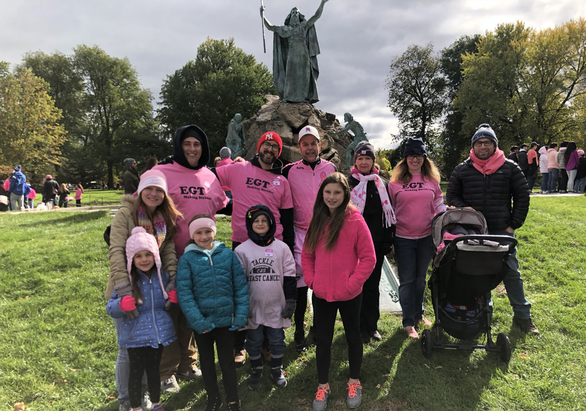 Union members from the East Greenbush Teachers Association and School-Related Personnel at the Making Strides Against Breast Cancer Walk in Albany's Washington Park.