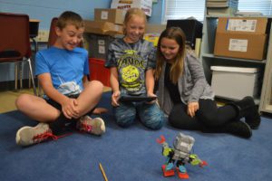 Students make their robot move.