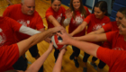 Teachers and staff playing volleyball