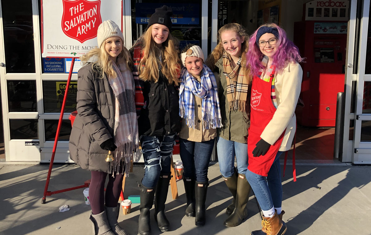 Students collecting money for Salvation Army outside of Walmart