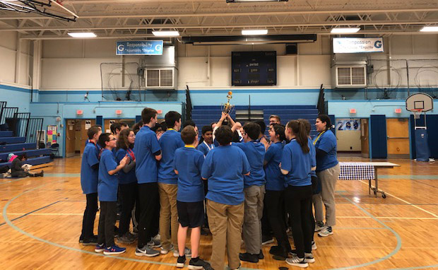 Goff Science Olympiad team holding trophy