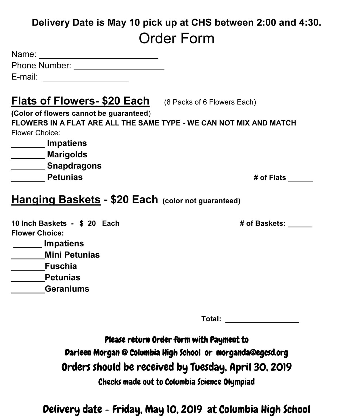 Flower Sale order form