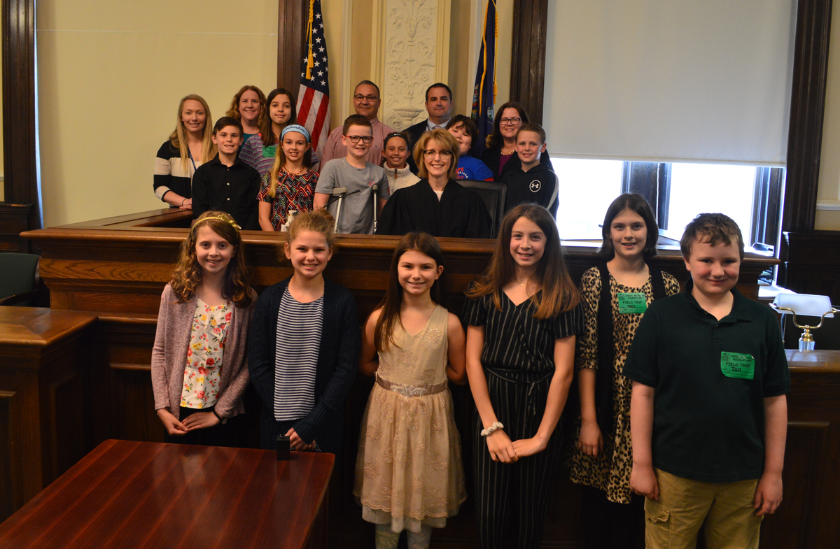 Students at the Rensselaer County court house