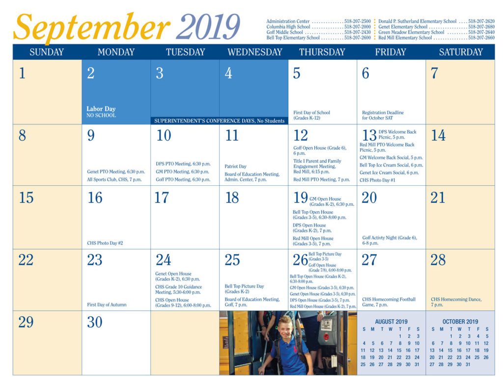 201920 District Calendar Released East Greenbush CSD
