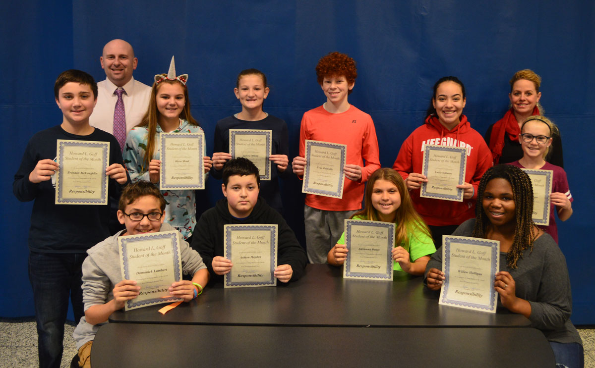 Goff 7th Grade Students of the Month 