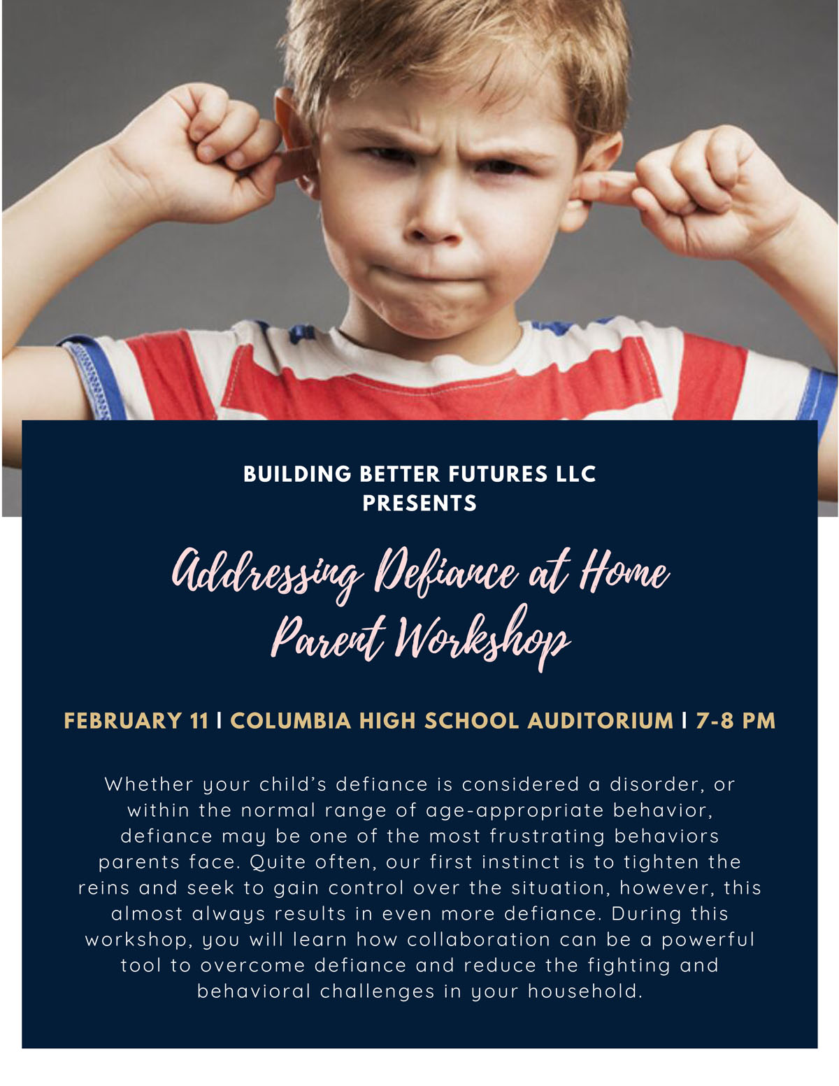Addressing Defiance at Home parent workshop Flyer