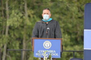 Principal Michael Harkin addressing the Columbia Class of 2020