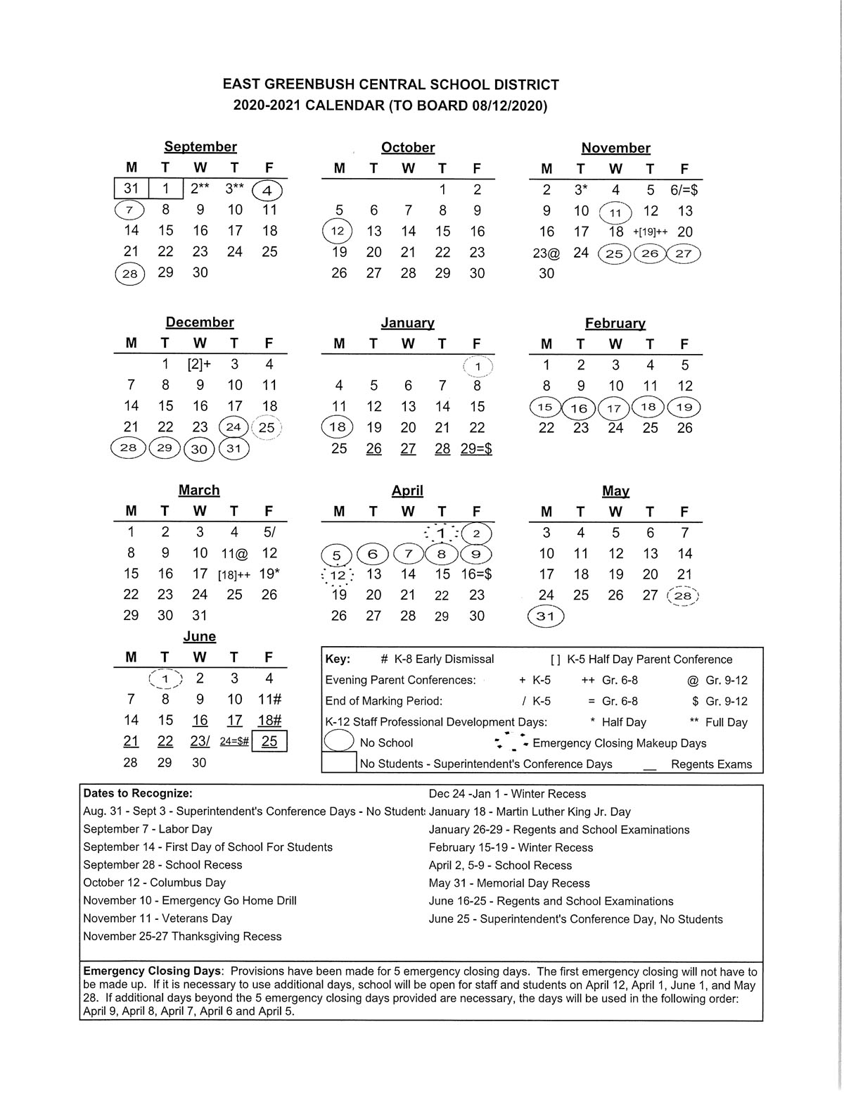 District Calendar 2020-21 Revised