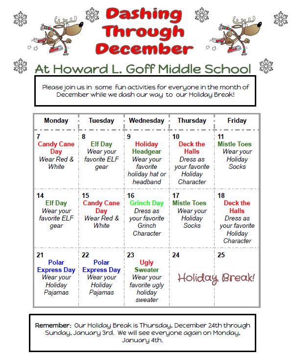 Dashing Through December calendar