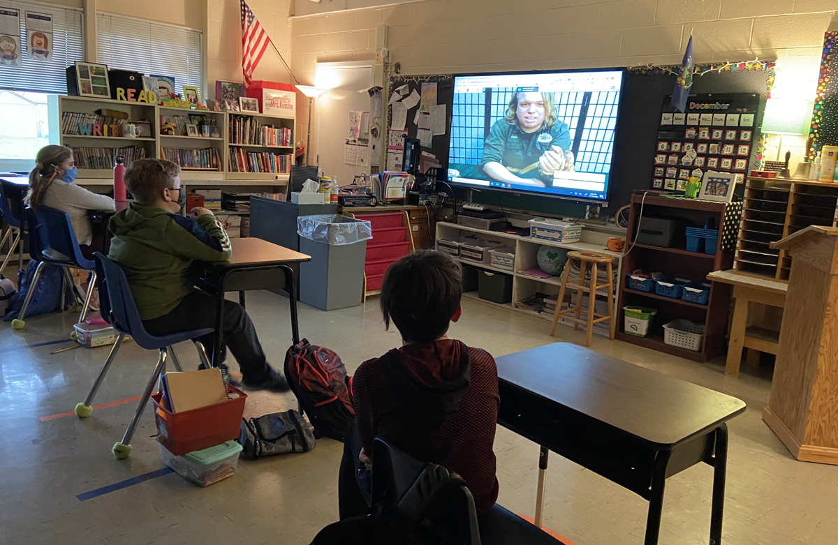 Adam from Uncharted Wild teaches students about animals