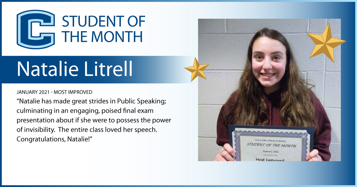 Natalie Litrell - Student of the Month