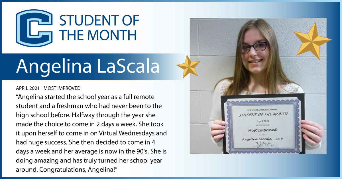 Angelina LaScala - April 2021 Student of the Month