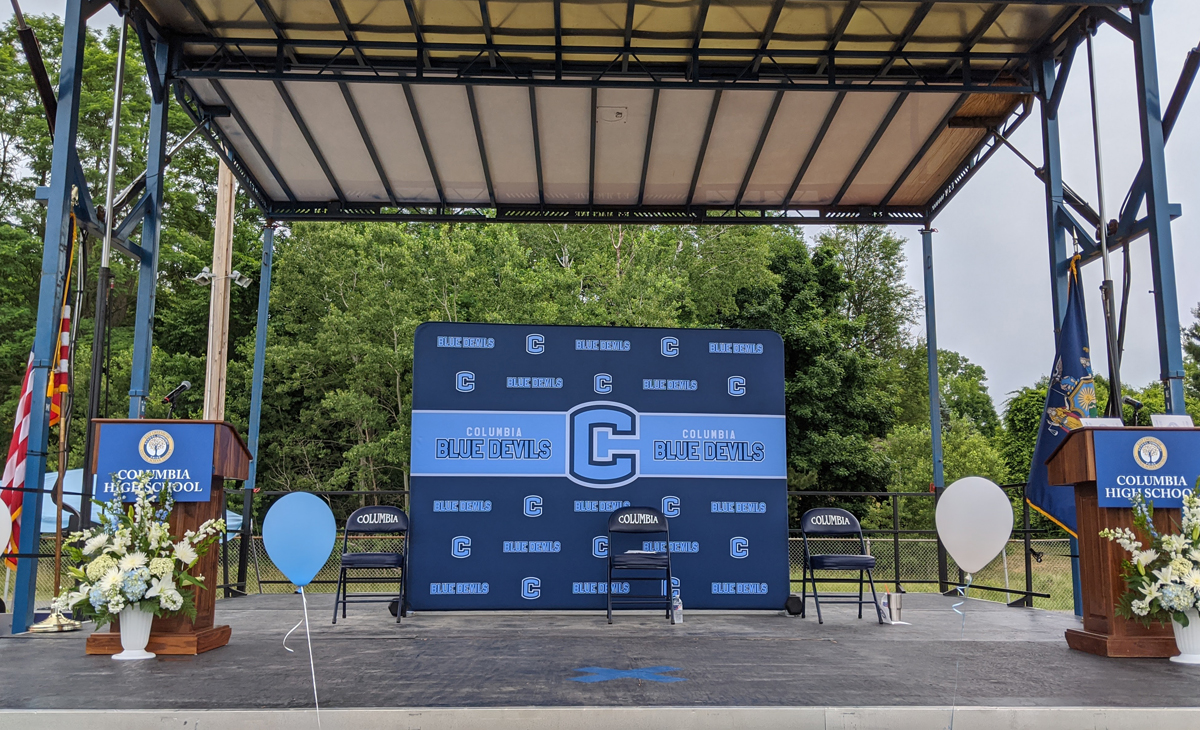Columbia Graduation stage from June 2020