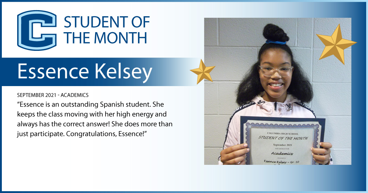 Essence Kelsey - Student of the Month