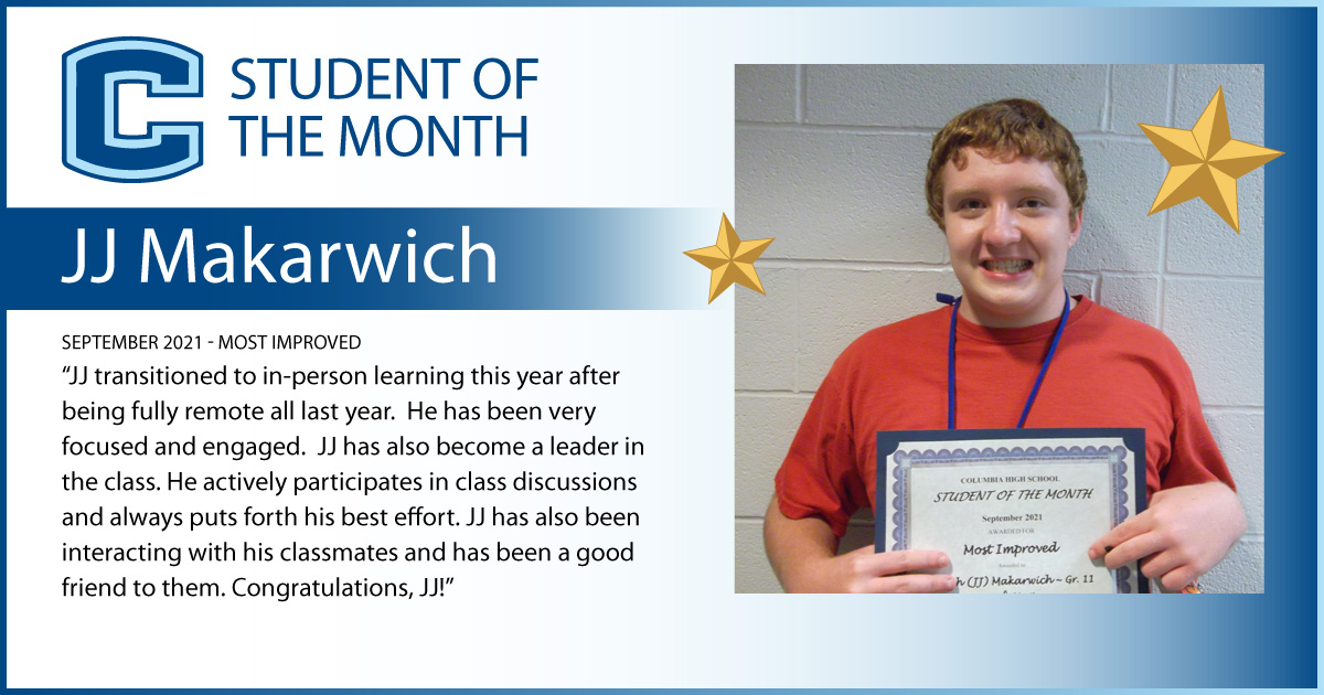 JJ Makarwich - Student of the Month