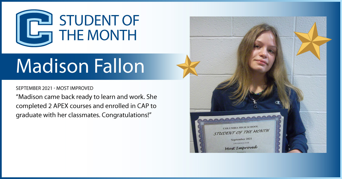 Madison Fallon - Student of the Month