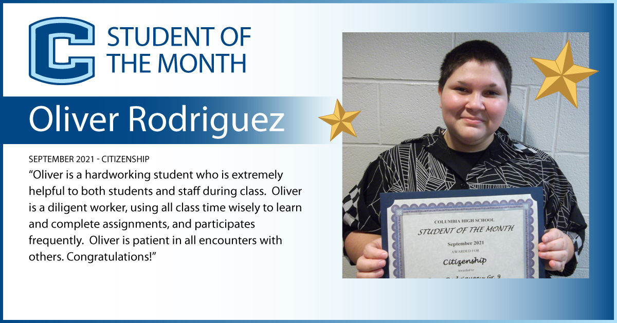 Oliver Rodriguez - Student of the Month