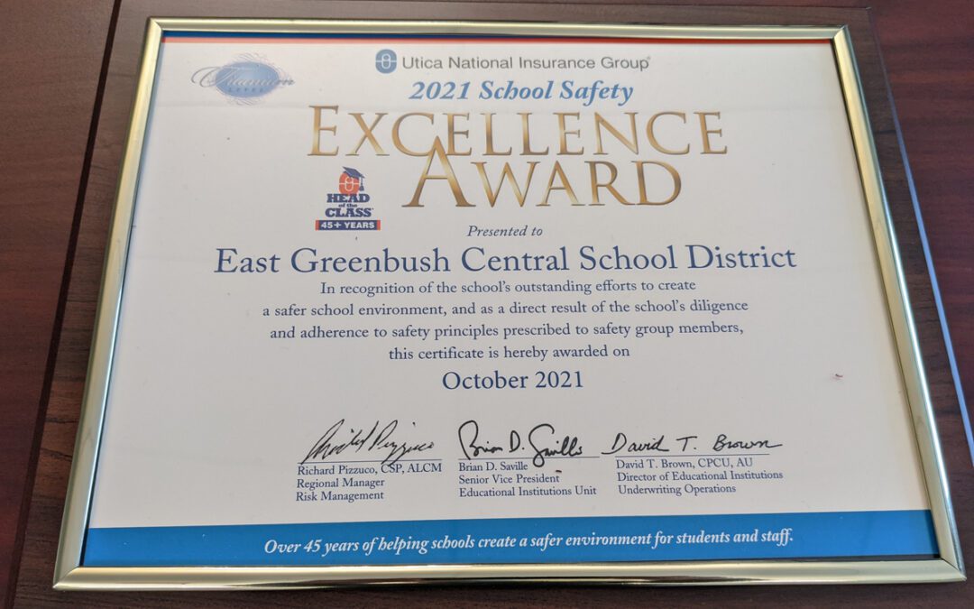 East Greenbush CSD Receives School Safety Excellence Award