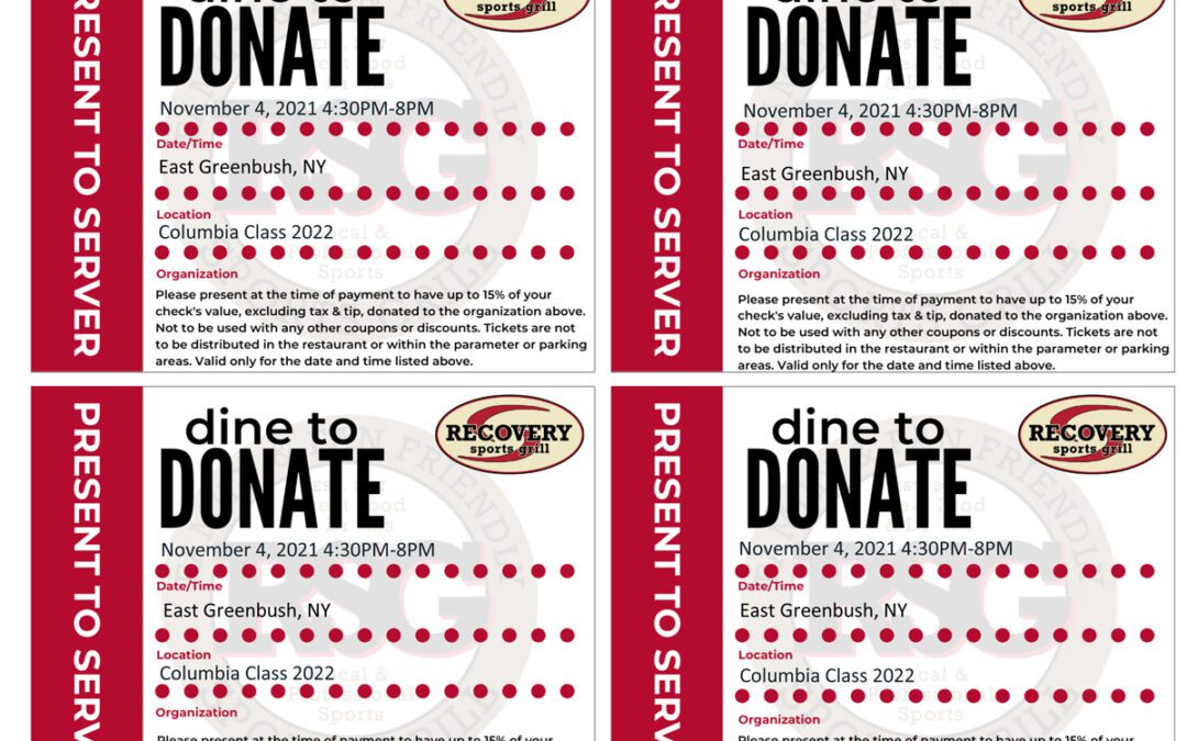 Recovery Sports Grill Fundraiser to Benefit Class of 2022 – November 4