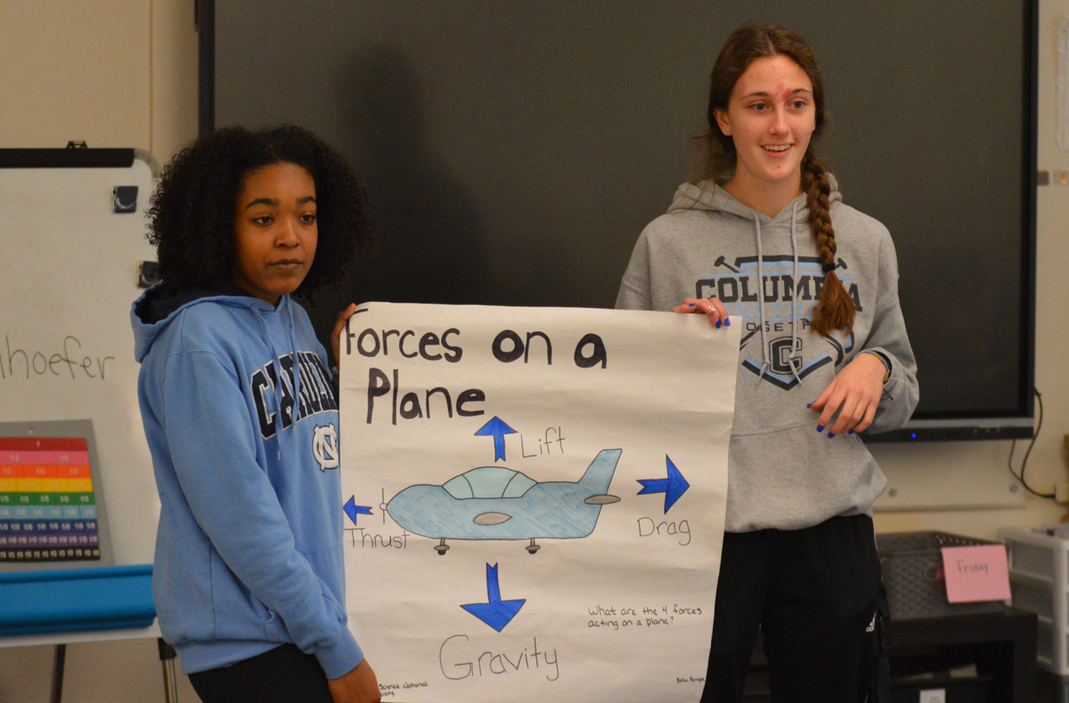 Columbia students teach a lesson on forces at Red Mill Elementary School