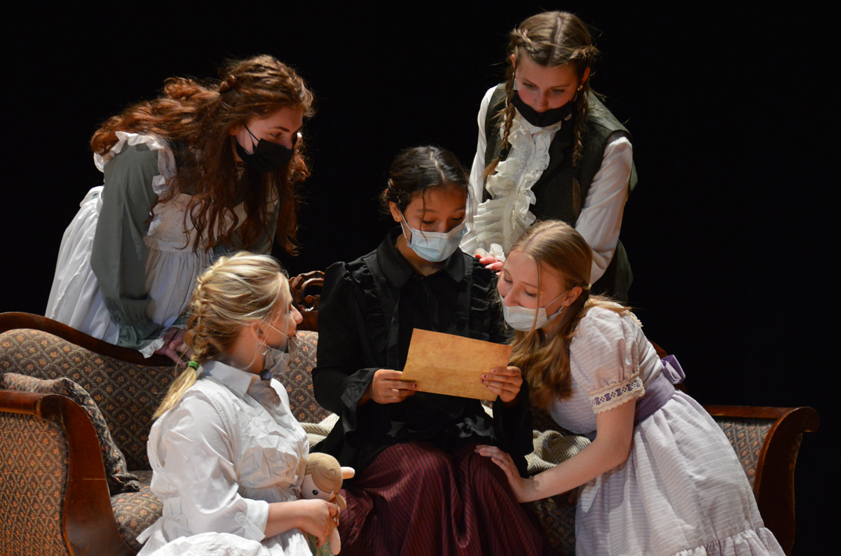 The Columbia Players at a dress rehearsal for "Little Women" on Tuesday, March 1 in the school auditorium.