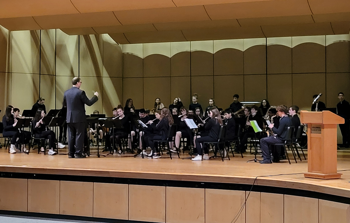 The Goff 8th Grade Band performing at the NYSSMA Majors in the Columbia High School auditorium
