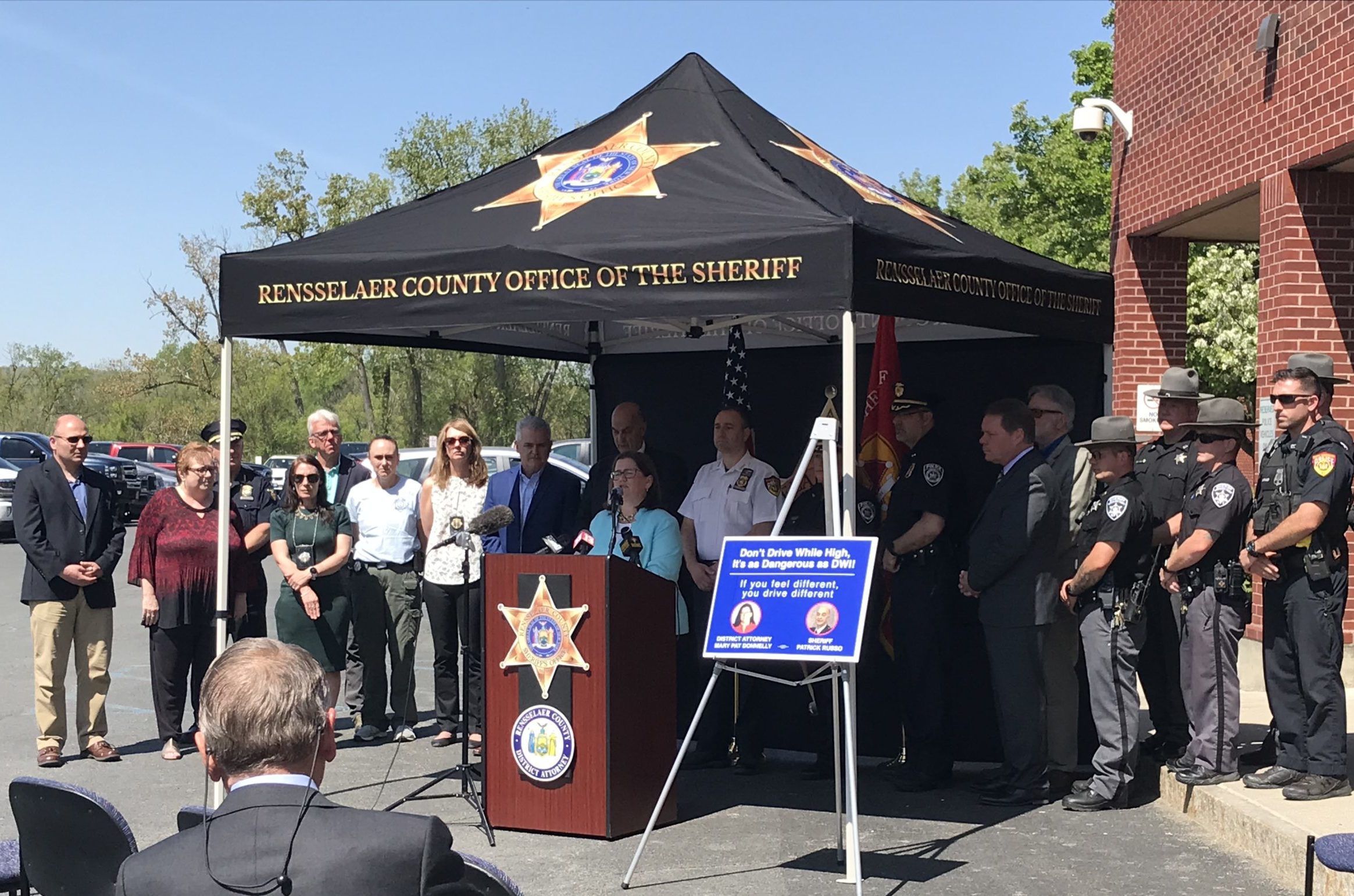 Rensselaer County District Attorney Mary Pat Donnelly speaking at a press conference on Thursday, May 12.