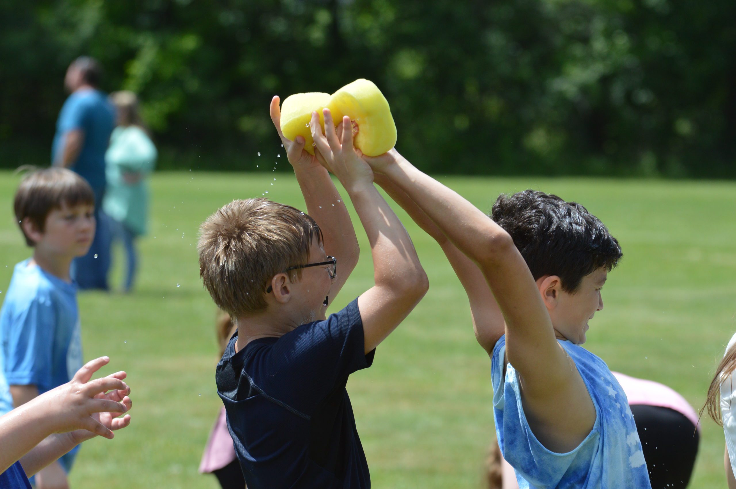 Students in a relay race at DPS FIeld Day