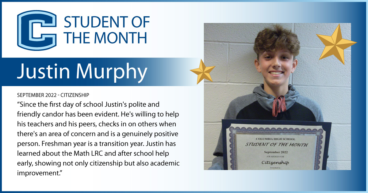 Justin Murphy - Student of the Month