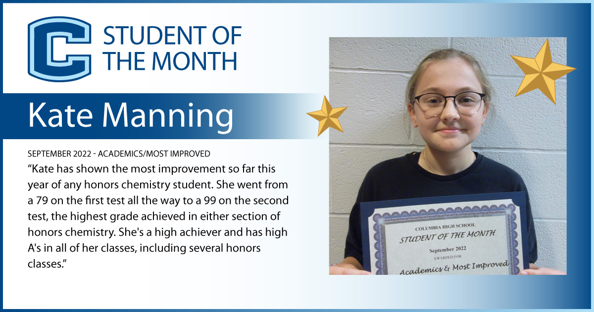 Kate Manning - Student of the Month