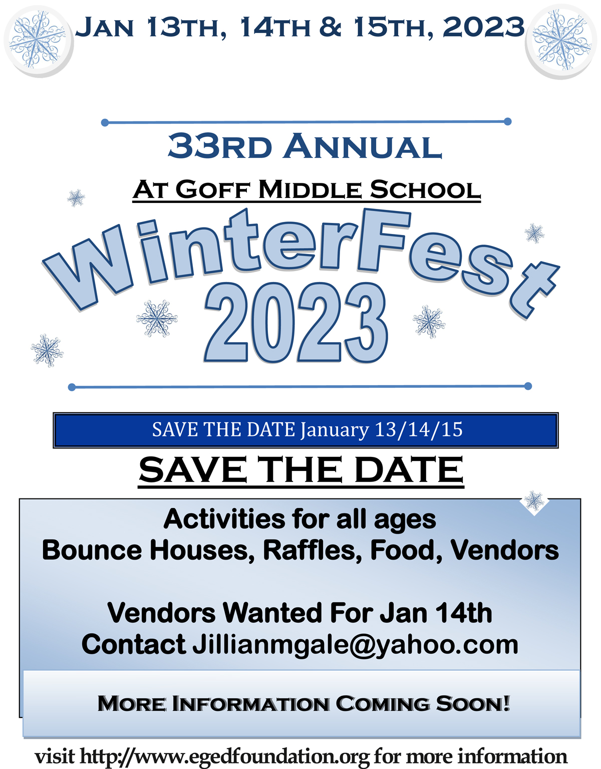 WinterFest 2023 Save the Date flyer