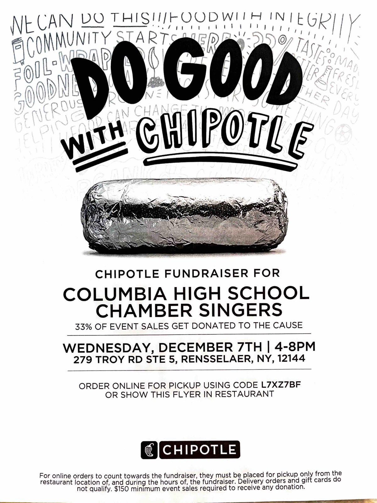 Chipotle Dine to Donate flyer