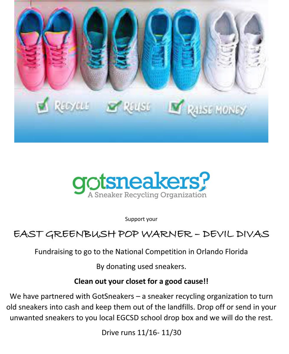 Sneaker Recycling Fundraiser to Benefit Pop Warner Cheerleading East