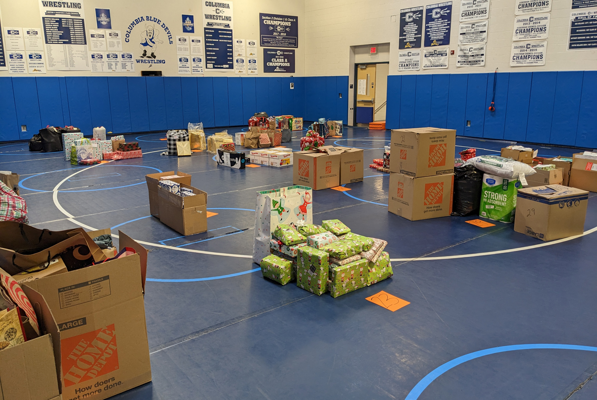 Adopt a Family gifts at Columbia High School