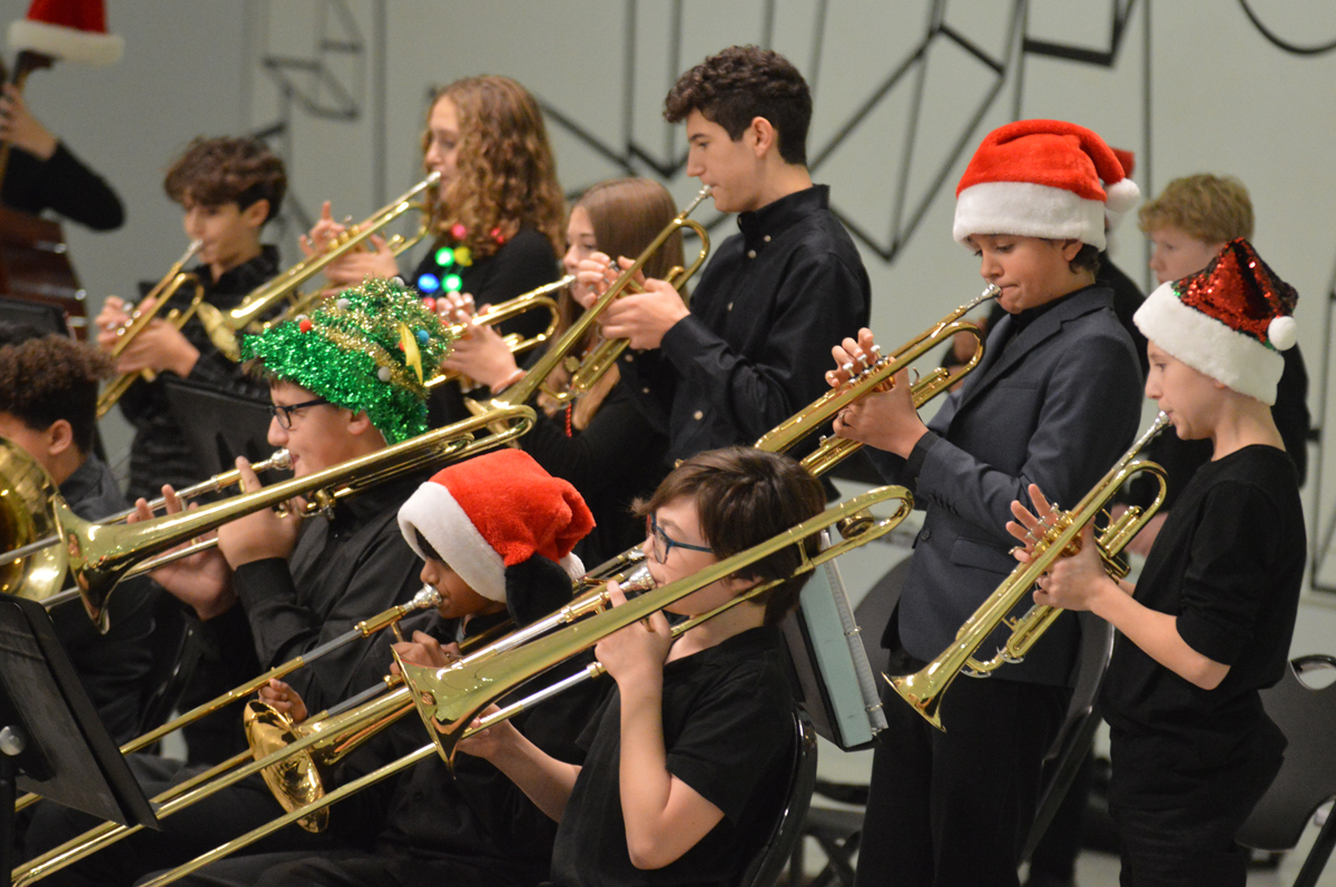 Goff Jazz Band performing a holiday concert at the Empire State Plaza in Albany, N.Y.