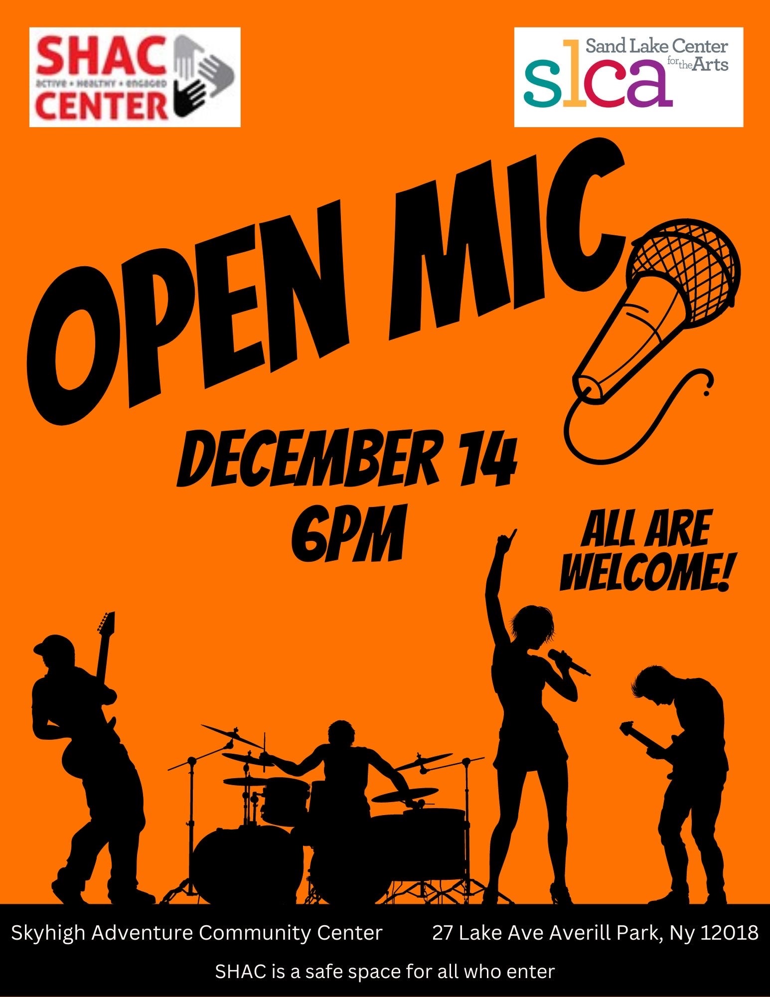 SHAC Community Center Open Mic flyer