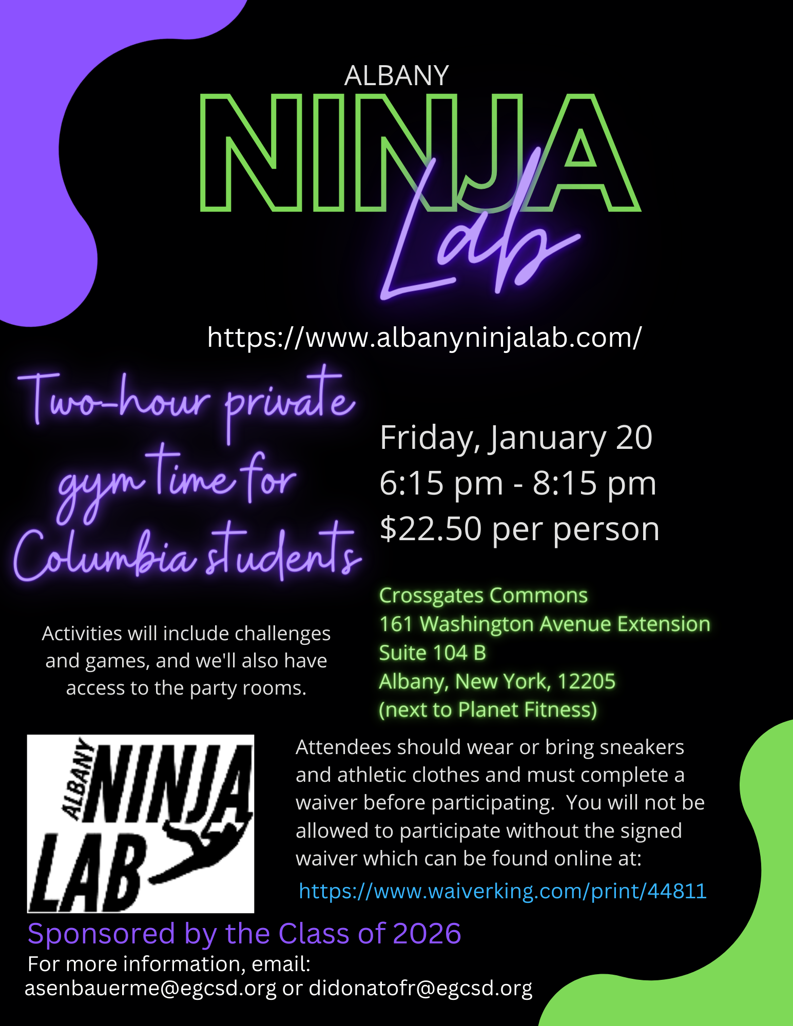 Albany Ninja Lab flyer