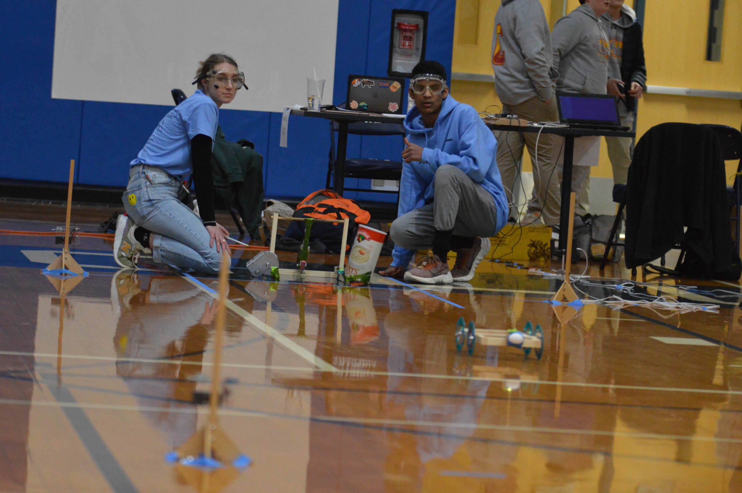 Students competing in the Scrambler event at the Capital Region Science Olympiad Invitational.