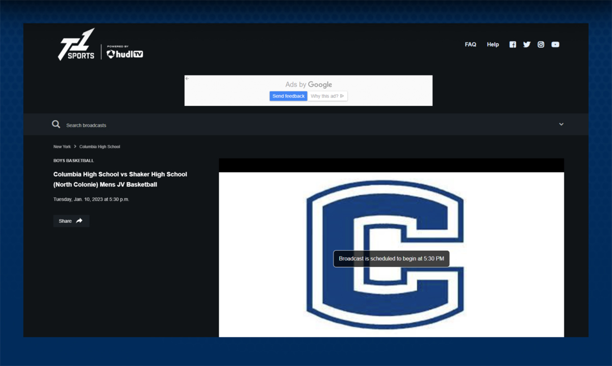 Columbia Offers Free Streaming of Athletic Events in Gymnasium East Greenbush CSD