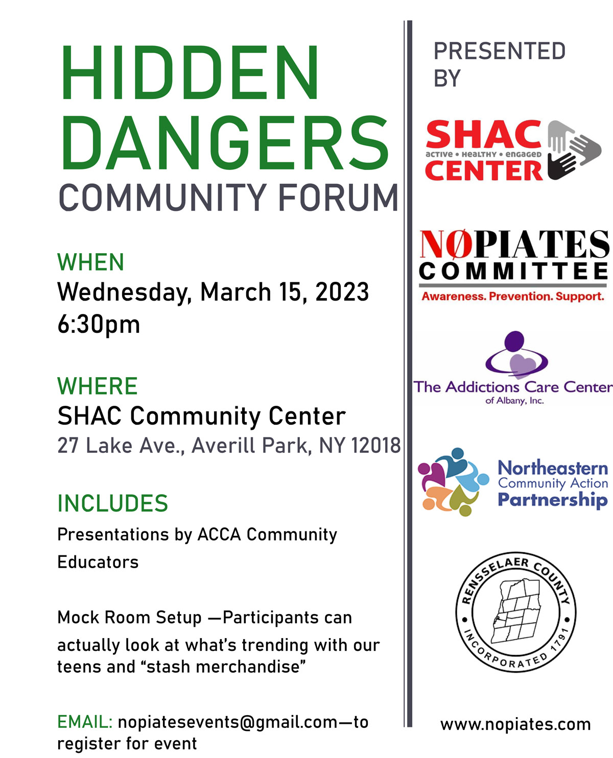Hidden Dangers Community Forum flyer